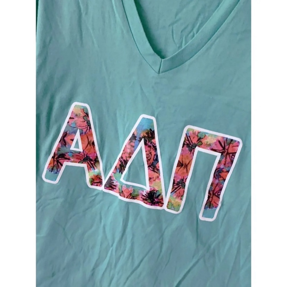 Alpha Delta Pi / ADPi V-Neck w/ Printed Floral Letters - Picture 4 of 5